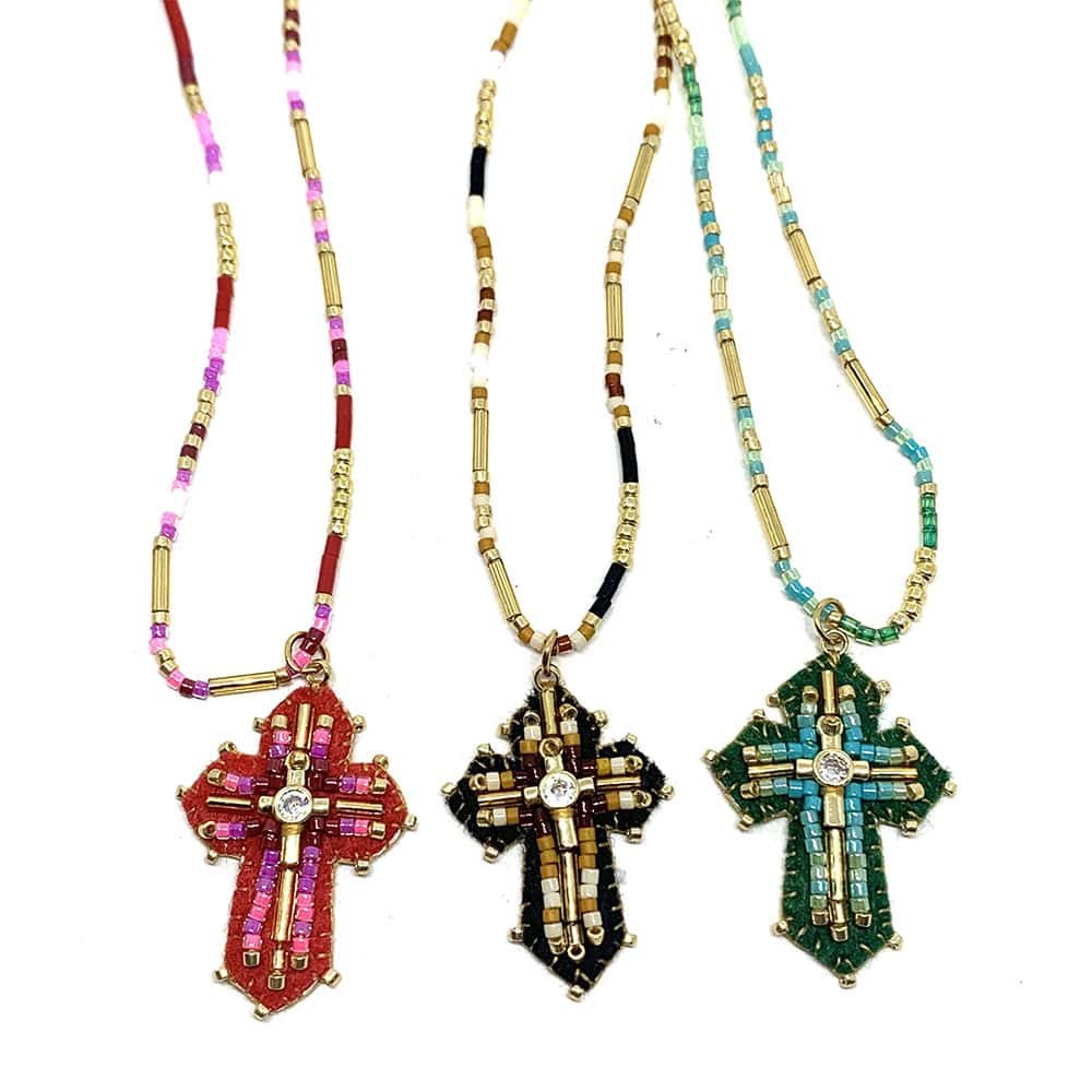 Collier Pendentif Fantaisie Croix BABY MARTA NOIR2