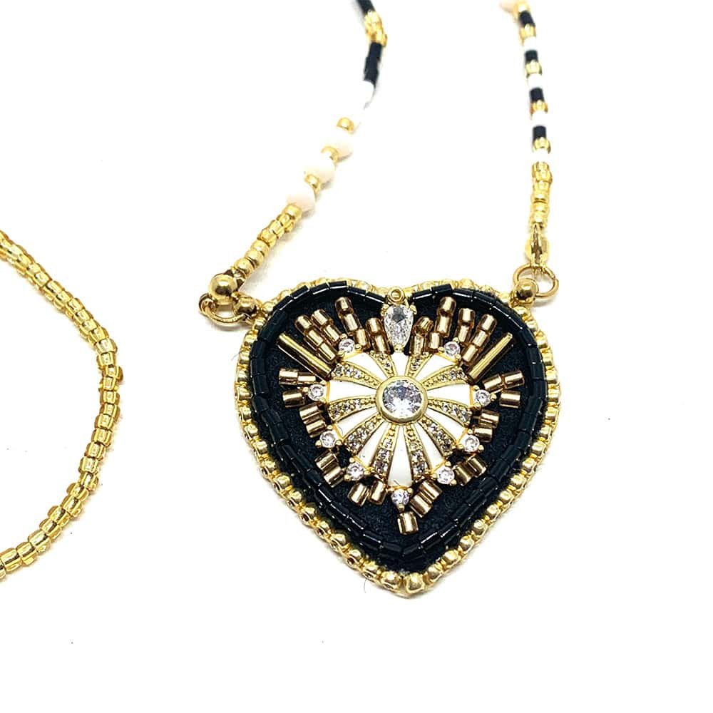 Collier Pendentif Fantaisie Ex Voto ANNA NOIR2