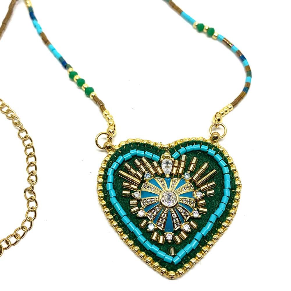 Collier Pendentif Fantaisie Ex Voto ANNA VERT1