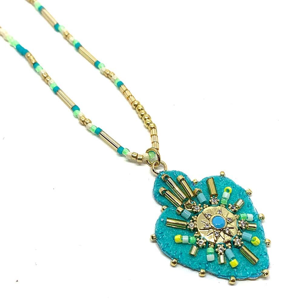 Collier Pendentif Fantaisie Ex Voto JULIA Turquoise3