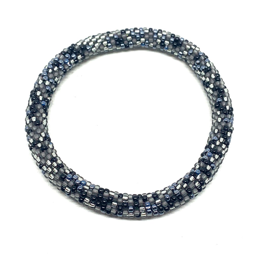 Bracciale nepalese DONUTS NERO E GRIGIO