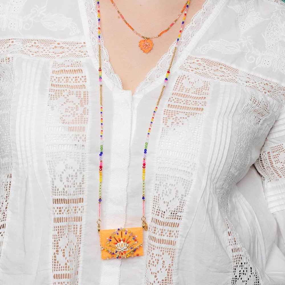 Collier Pochette Chakra Lotus 7 pierres