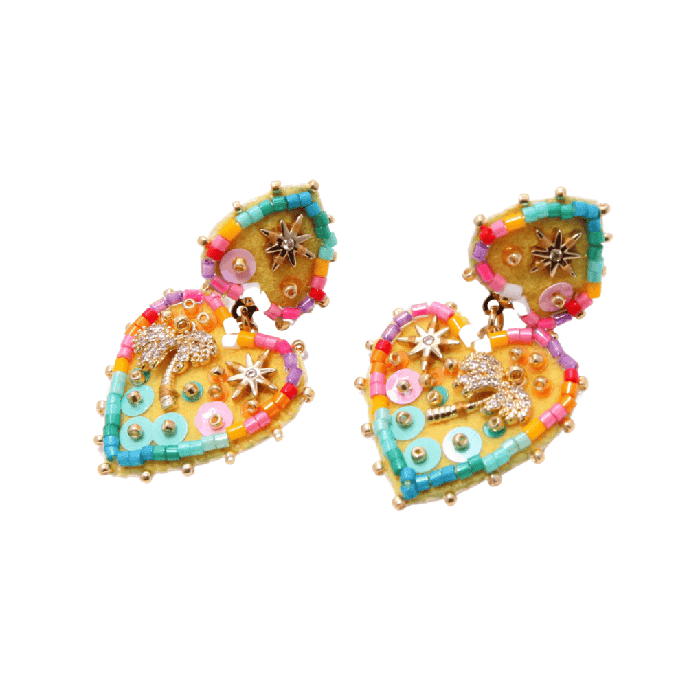 Boucle d’Oreille Palmier M Jaune