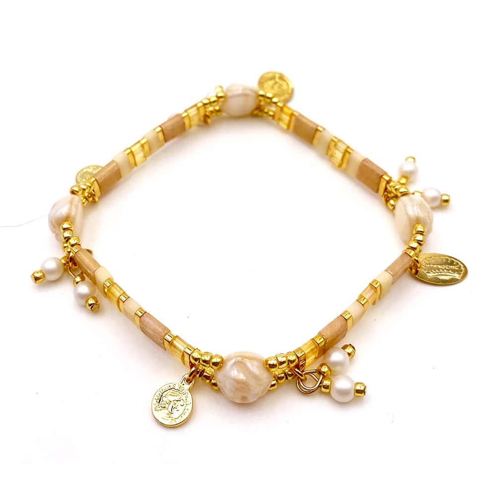 Bracelet Tila Perles de Culture Jaune