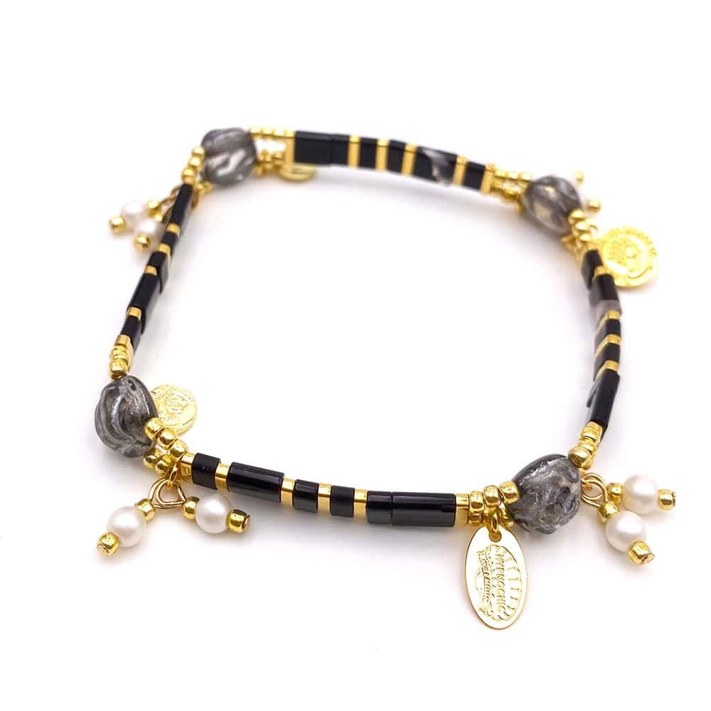 Bracelet Tila Perles de Culture Noir