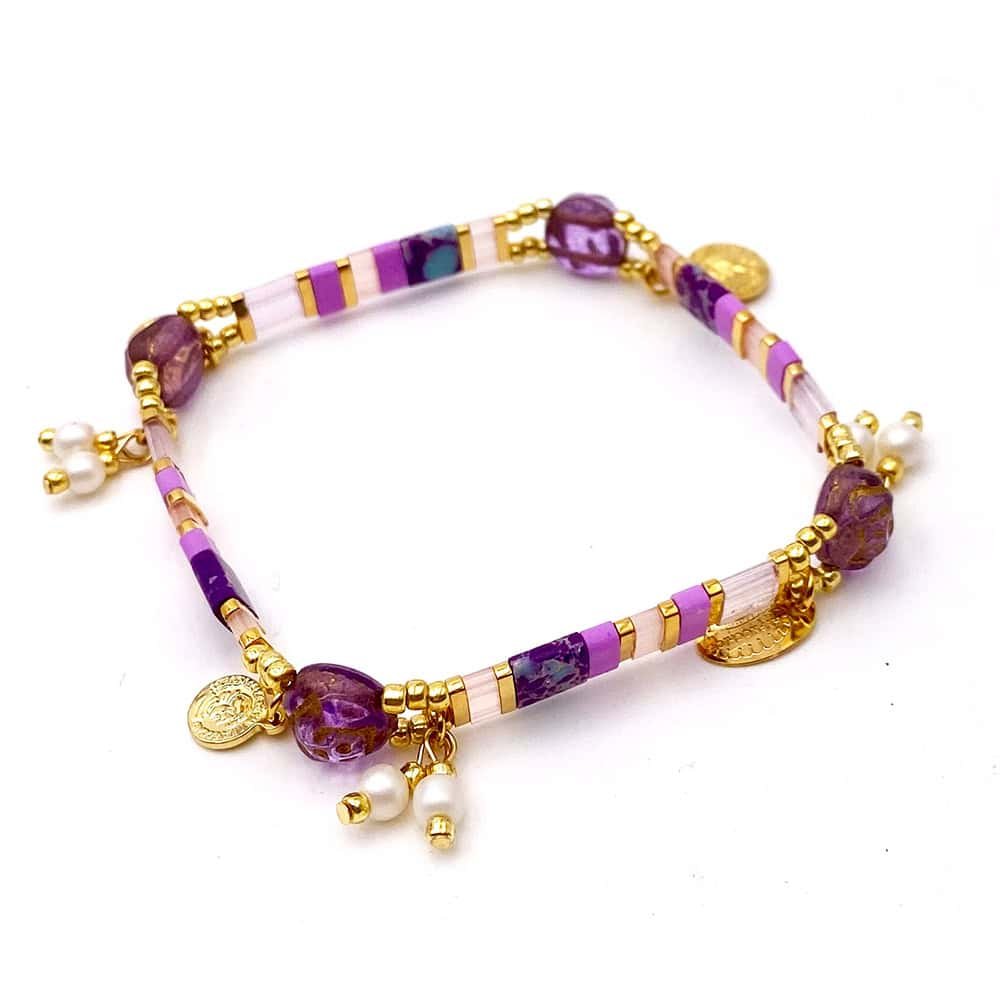 Bracelet Tila Perles de Culture parme