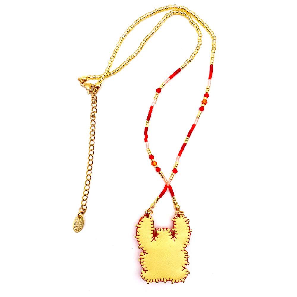Collier Homard Perles Rouge (1)