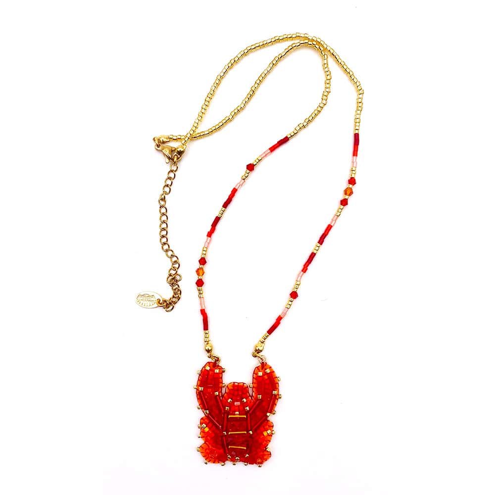 Collier Homard Perles Rouge (2)