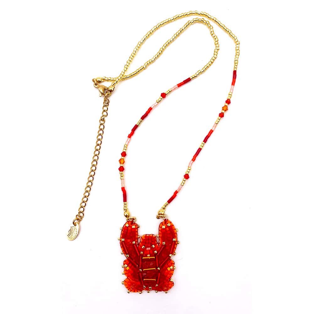 Collier Homard Perles Rouge (3)