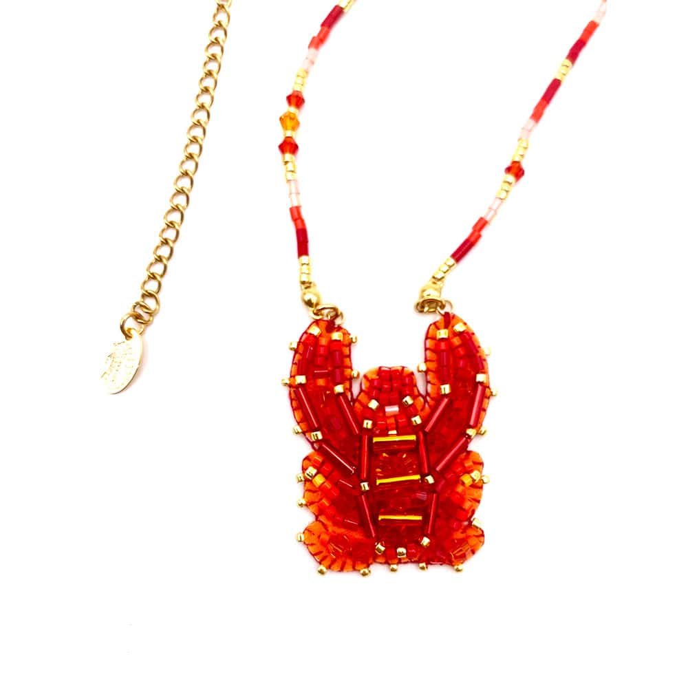 Collier Homard Perles Rouge (4)
