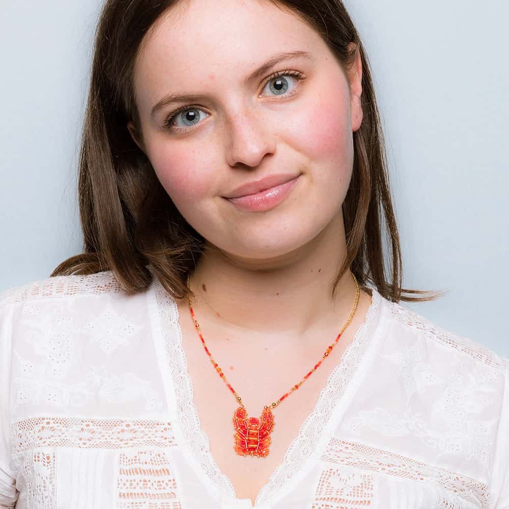 Collier Homard Perles Rouge