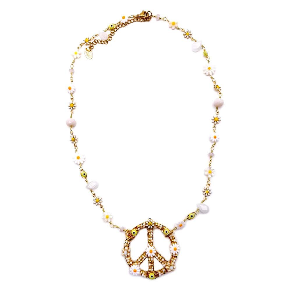 Collier Peace Flora Blanc