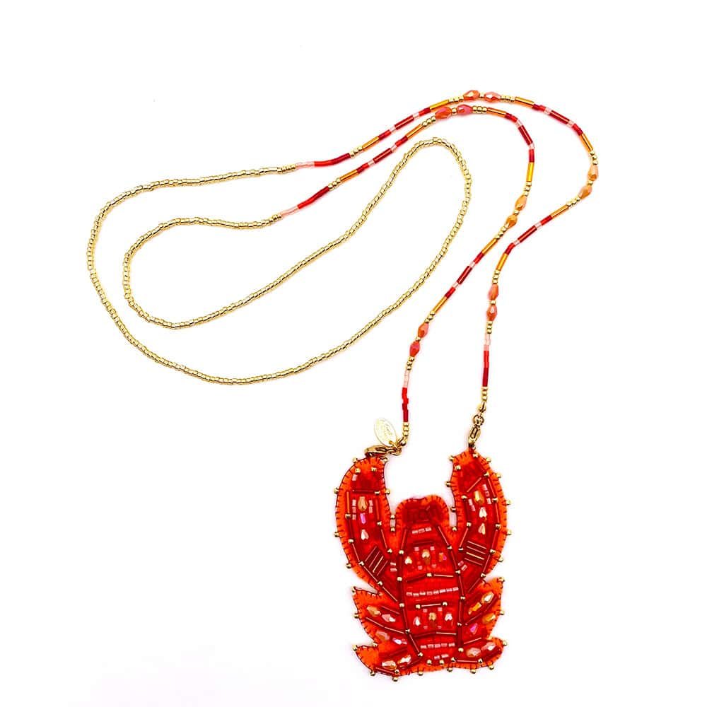 Sautoir Homard Perles Rouge