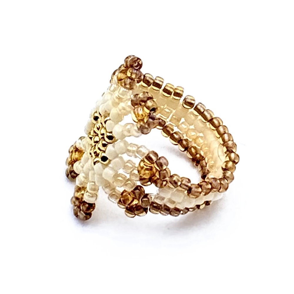 BAGUE ALOHA JAUNE BLANC 1