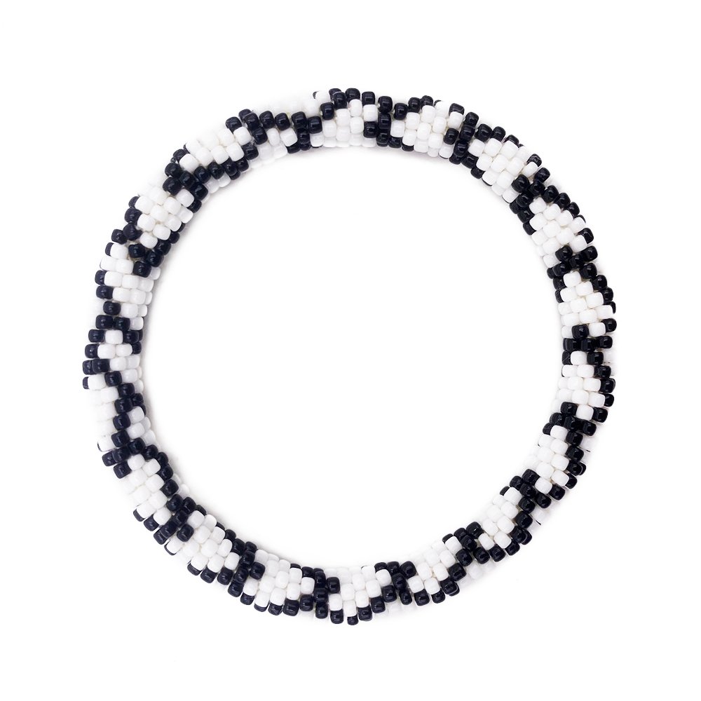 Bracciale nepalese DONUTS nero e bianco 1