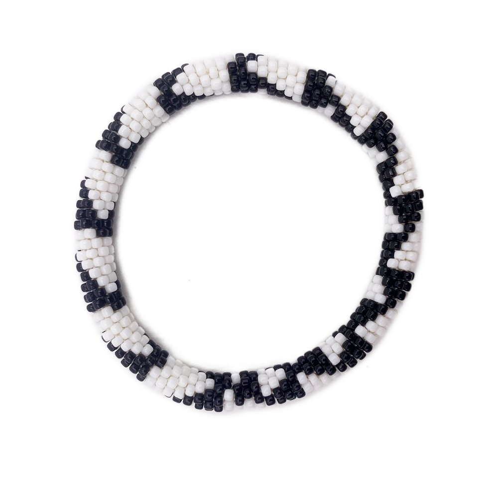 Bracciale nepalese DONUTS nero e bianco 10