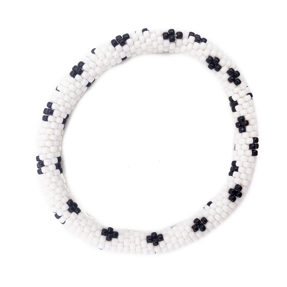 Bracciale nepalese DONUTS nero e bianco 11