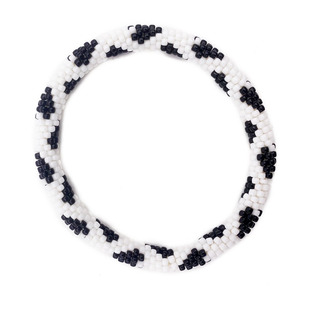 Bracciale nepalese DONUTS nero e bianco 12