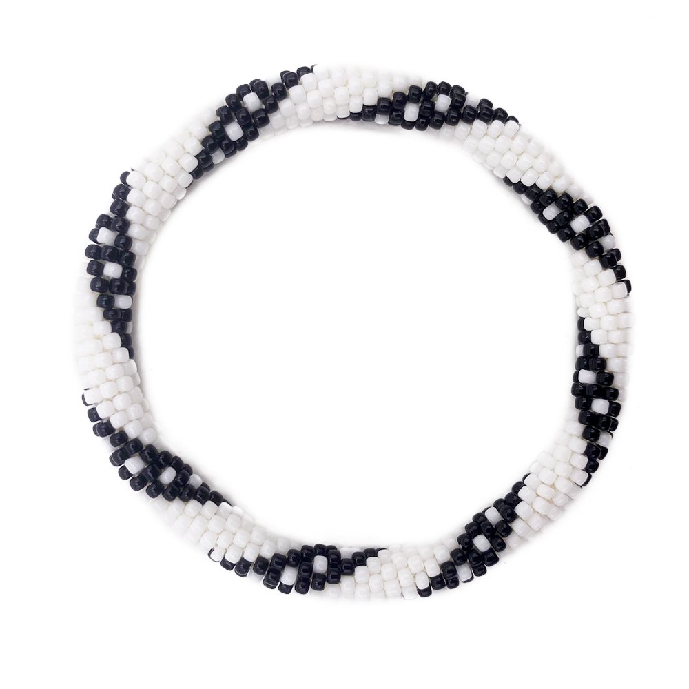 Bracciale nepalese DONUTS nero e bianco 2