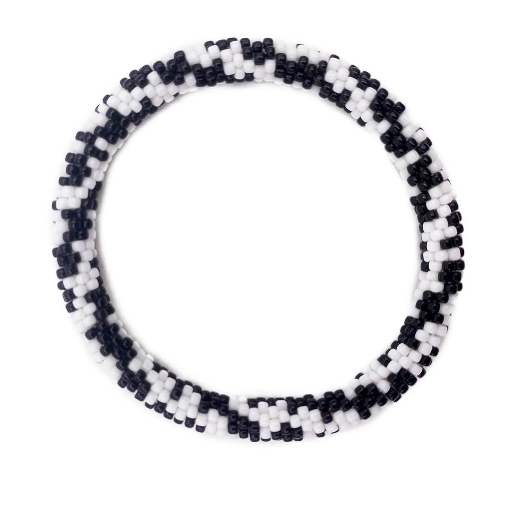 Bracciale nepalese DONUTS nero e bianco 4
