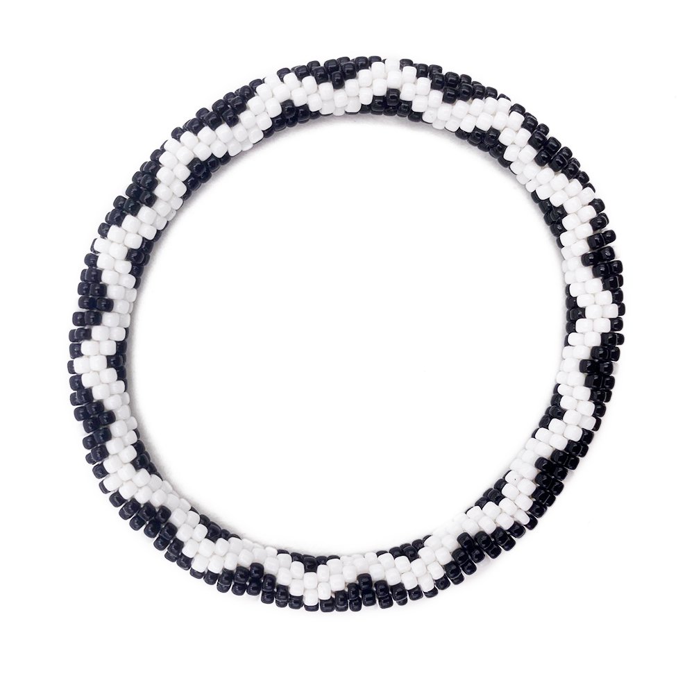 Bracciale nepalese DONUTS nero e bianco 5