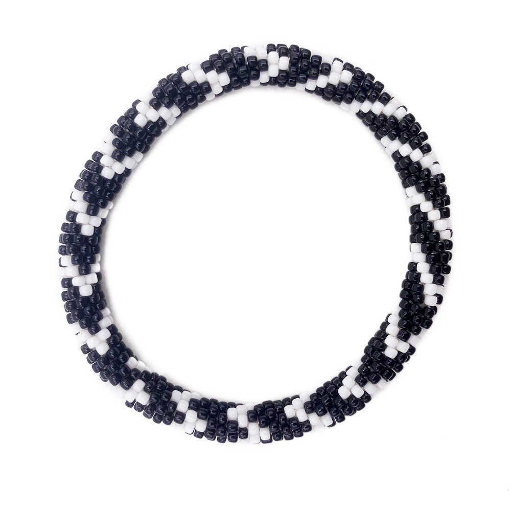 Bracciale nepalese DONUTS nero e bianco 6