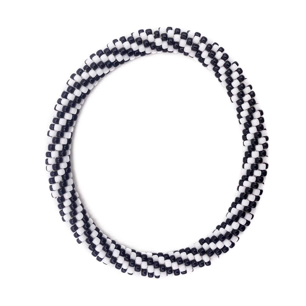 Bracciale nepalese DONUTS nero e bianco 7