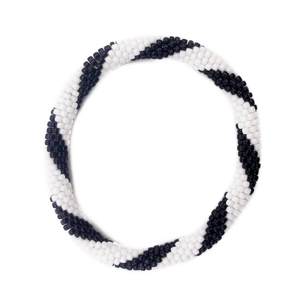 Bracciale nepalese DONUTS nero e bianco 8