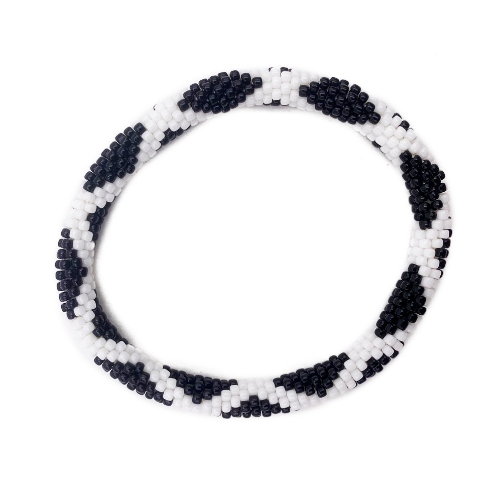 Bracciale nepalese DONUTS nero e bianco 9