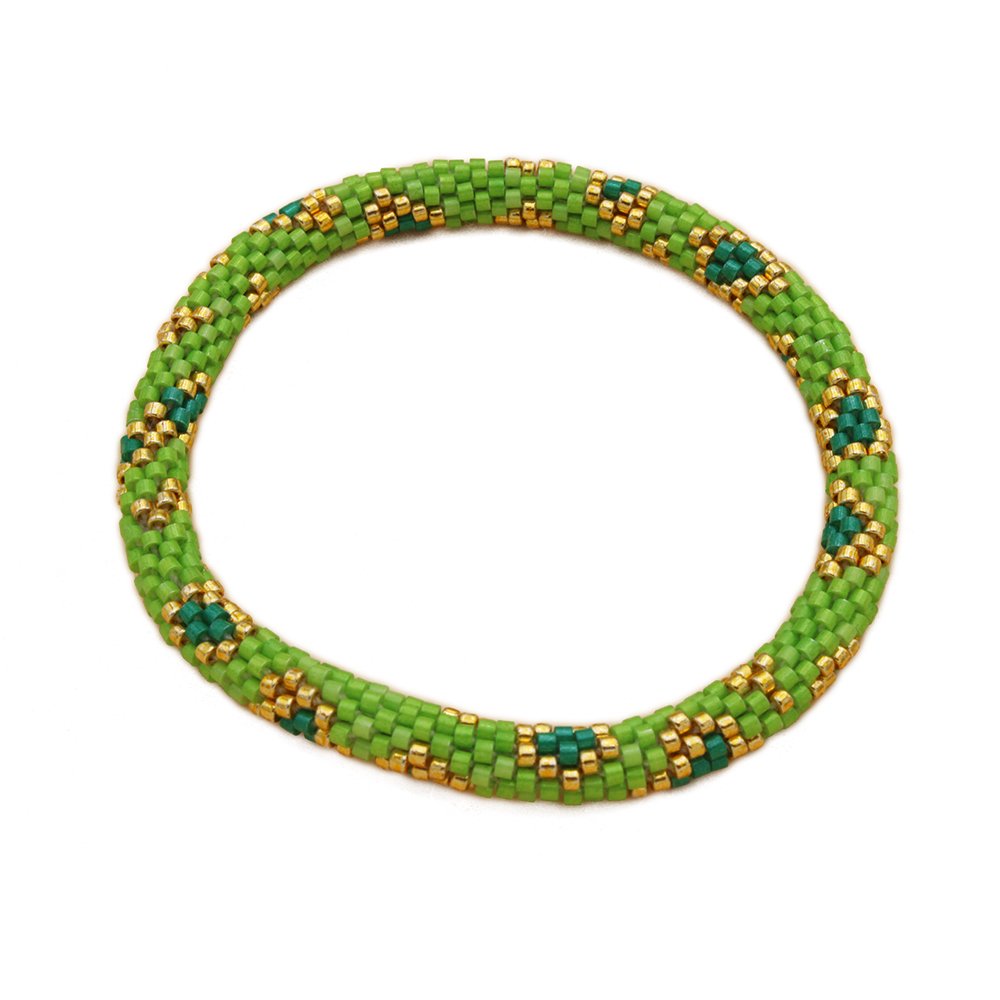 Bracciale nepalese a forma di ciambella con fiori verde