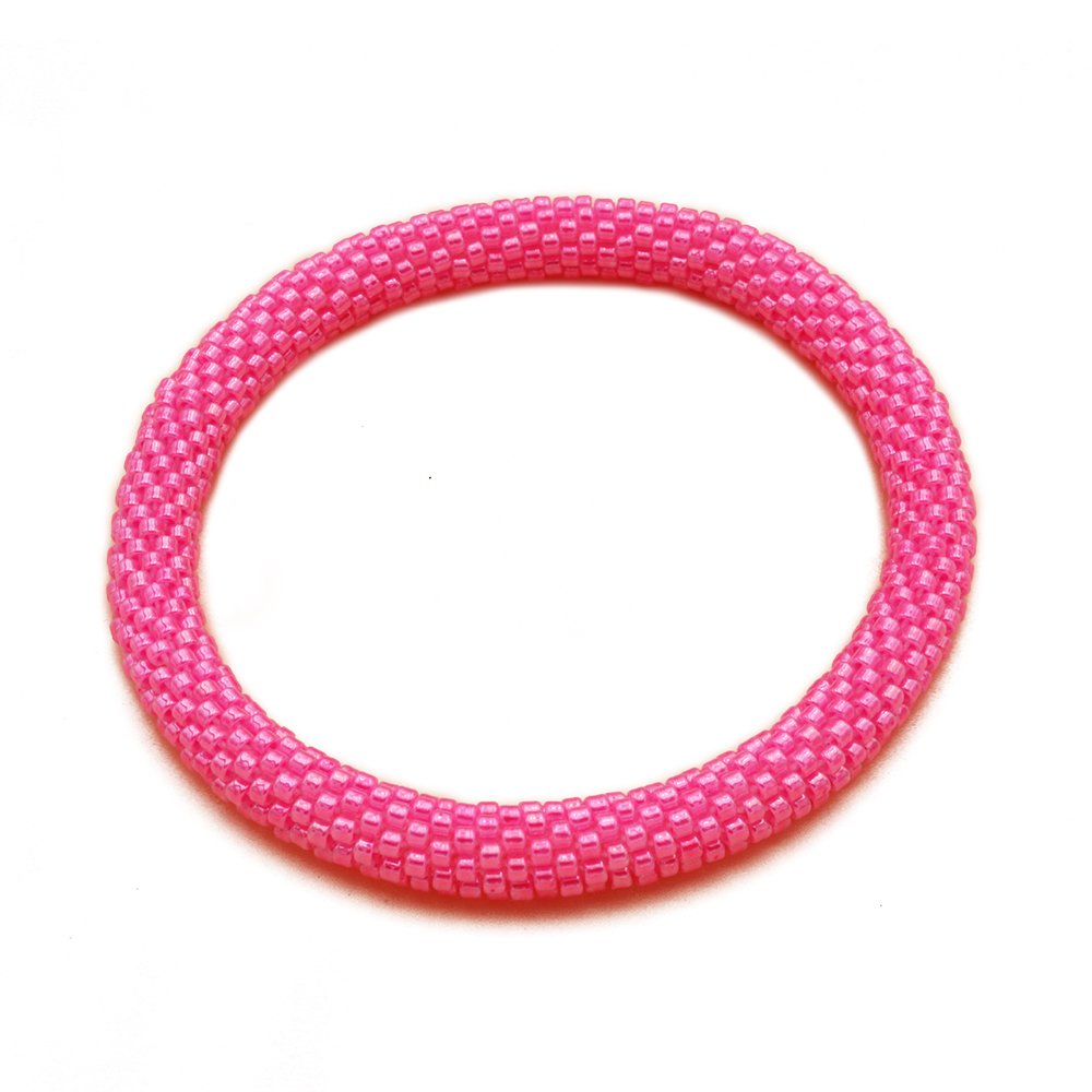 Bracciale nepalese a forma di ciambella semplice Rosa flio