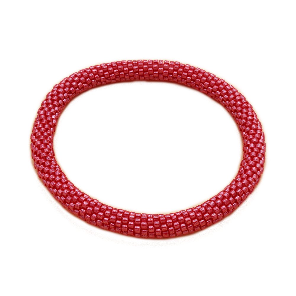Bracciale nepalese a forma di ciambella semplice rosso
